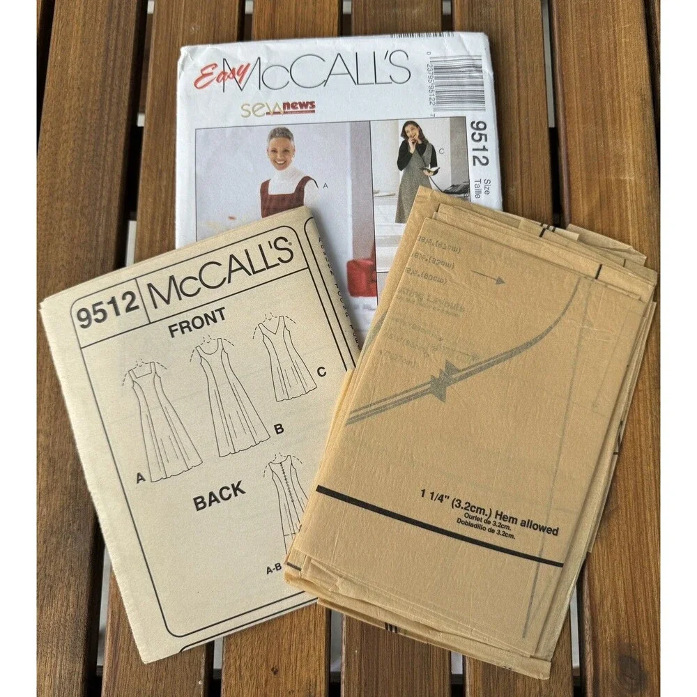 McCalls Misses Jumper in two lengths Sizes 8 10 12 Sewing Pattern 9512 1998 Easy